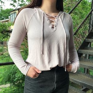 Baby pink aerie soft and sexy hooded shirt